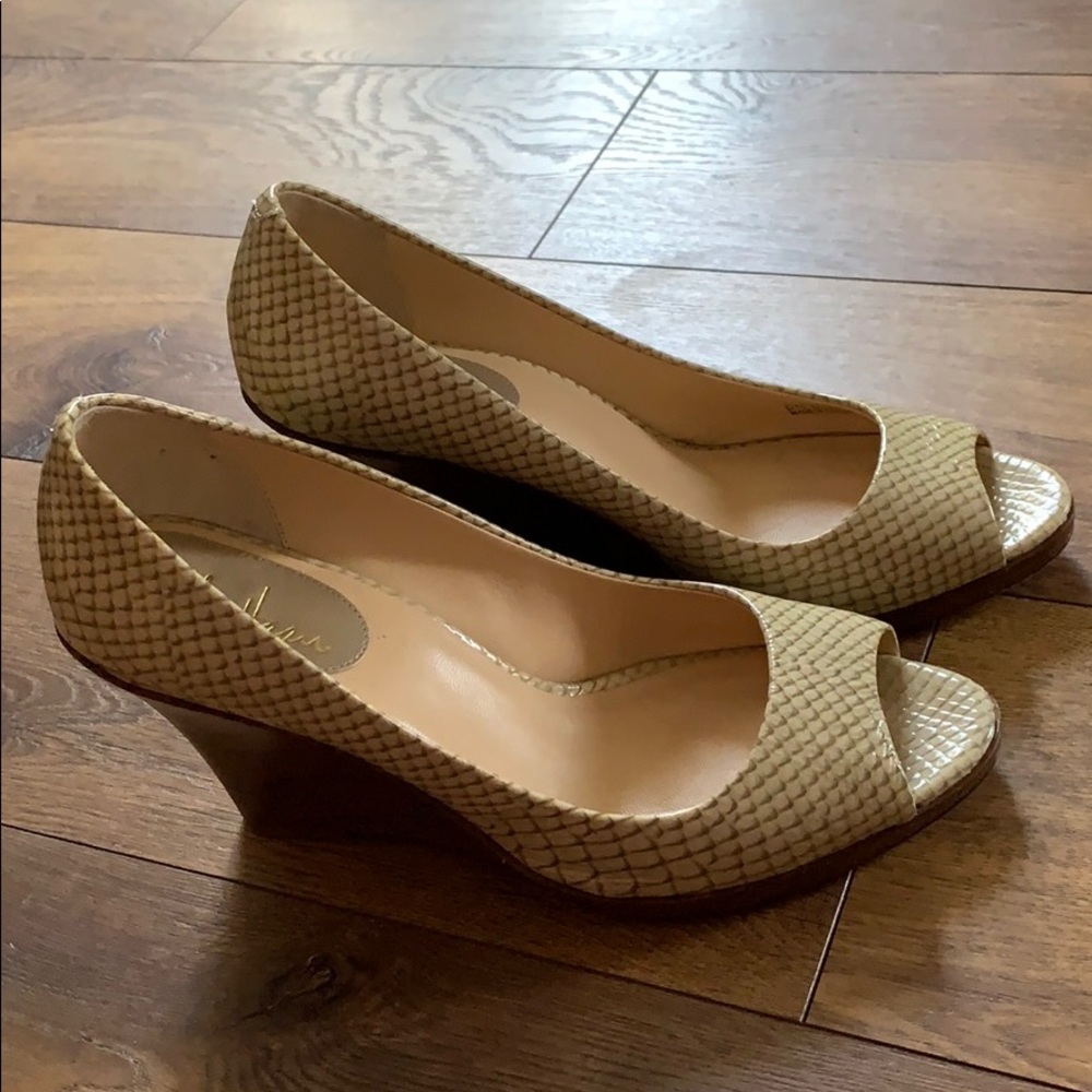 Cole Haan | sadie peep-toe wedge pumps size 9